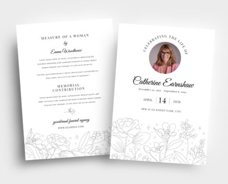 Floral Funeral Program Card Template (PSD, AI, Vector Formats)