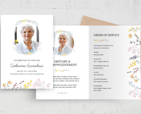 Floral Funeral Program Template (AI, EPS Format)