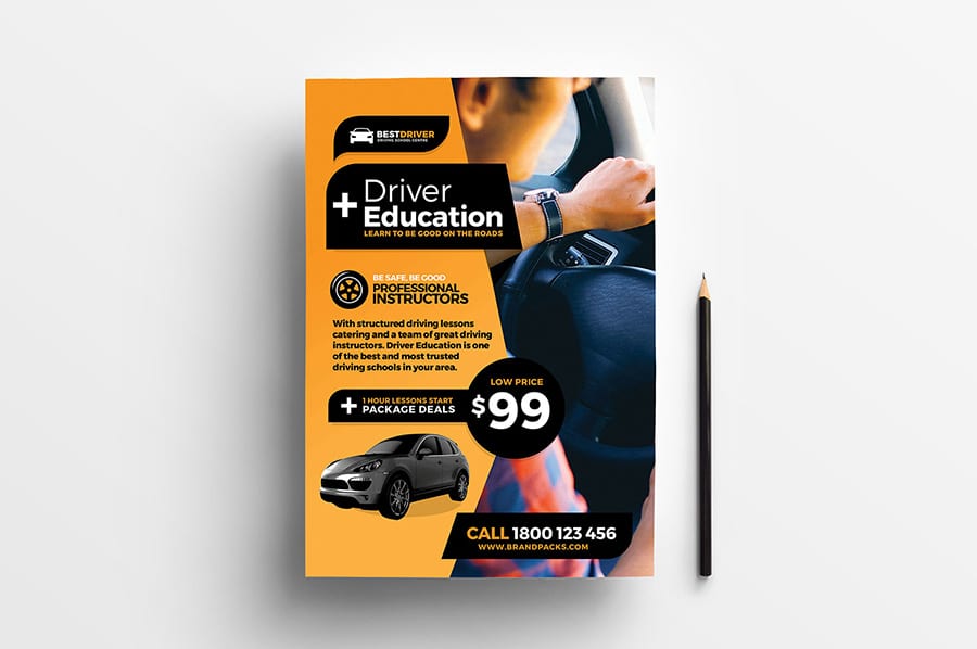 Free Driving School Vector Flyer Template