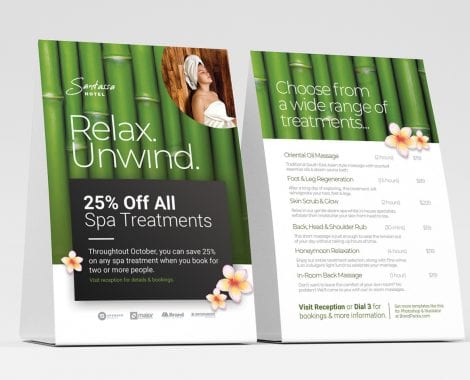 Free Hotel Spa Table Tent Templates