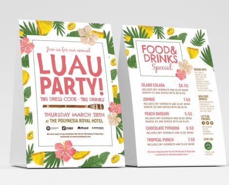 Free Luau Party Table Tent Templates