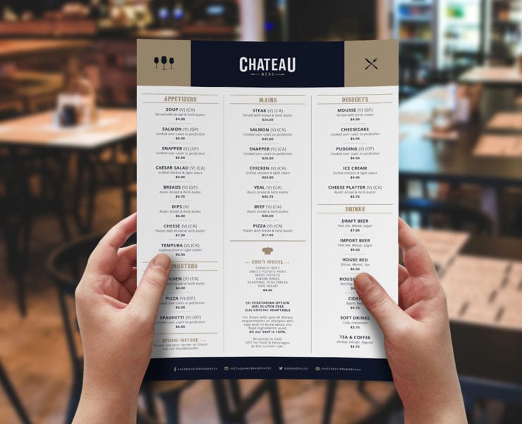 Free Menu Template for Photoshop & Illustrator