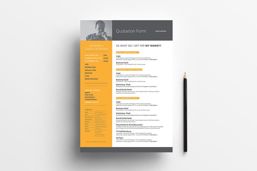 Free Quotation Form Template Vector