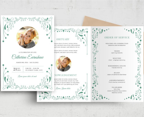Funeral Program Brochure Template (PSD, AI, Vector Formats)