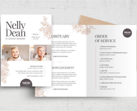 Funeral Service Brochure (PSD, AI, Vector Formats)With Floral