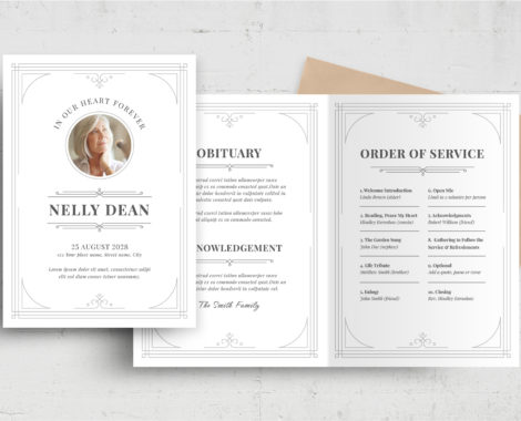 Contemporary Funeral Service Program (PSD, AI, Vector Formats)