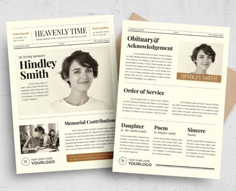 Newspaper Funeral Template (PSD, AI, Vector Formats)