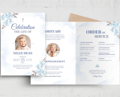 Floral Funeral Program Template (PSD, AI, Vector Formats)