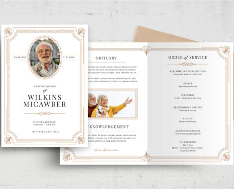 Funeral Program with Deco Border (PSD, AI, Vector Formats)