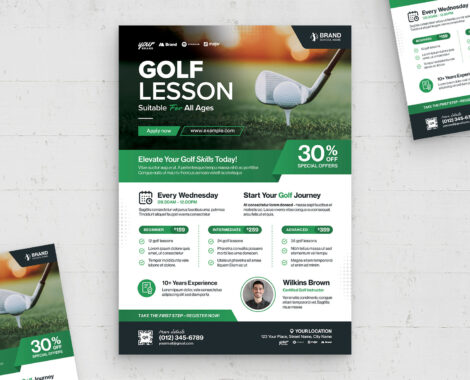 Golf Lesson Flyer Template (AI, EPS Format)