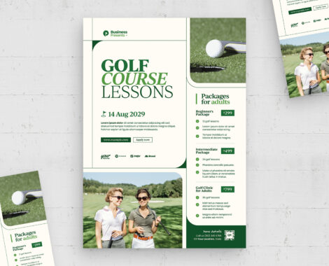 Golf Lessons Flyer / Poster Template (AI, EPS Format)