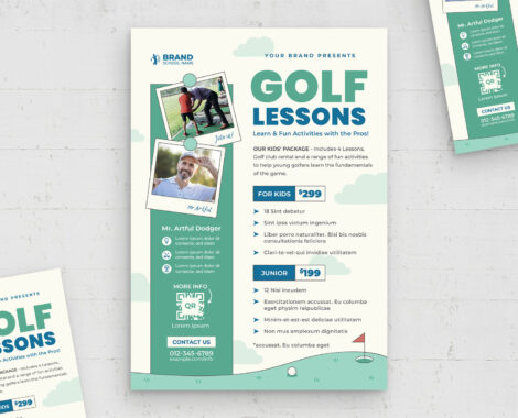 Golf Lessons Flyer Template (AI, EPS Format)
