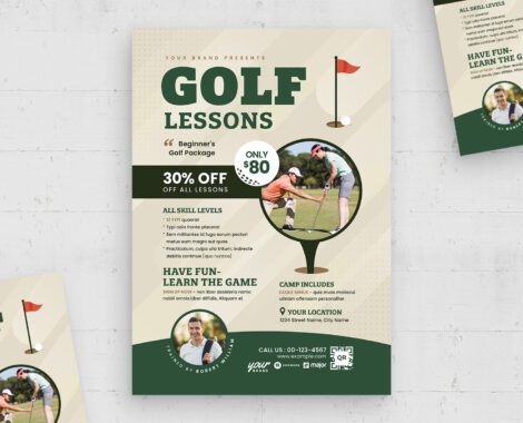Golf Lessons Flyer Template (AI, EPS Format)