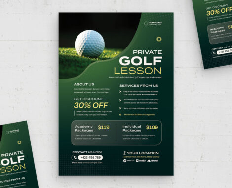 Golfing Flyer Template (AI, EPS Format)