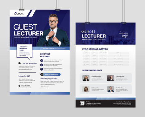 Guest Lecturer Poster Template in Canva, Illustrator Ai & Vector EPS
