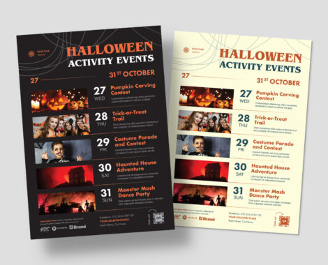 Halloween Event Schedule Flyer Template in PSD AI EPS