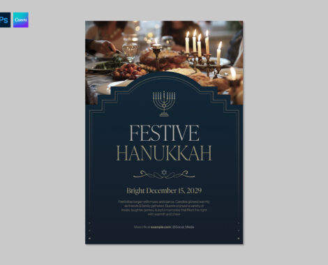 Hanukkah Flyer Template in Canva PSD AI & EPS