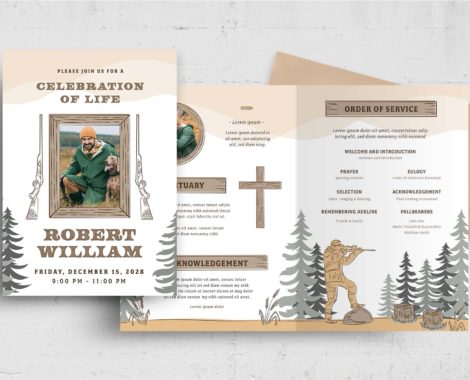 Hunting Funeral Funeral Template (PSD, AI, Vector Formats)