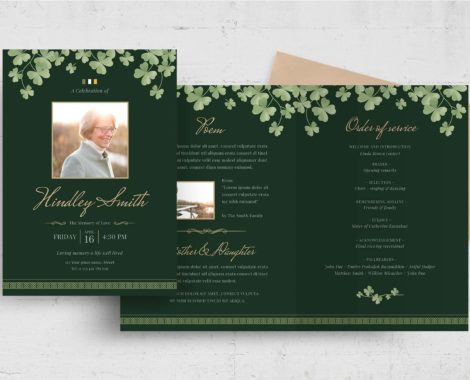Irish Funeral Program & Brochure (PSD, AI, Vector Formats)