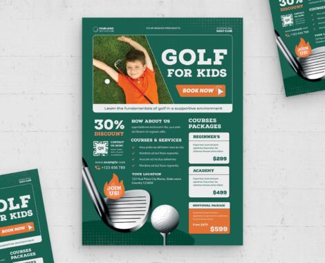 Kids Golf Flyer Template (AI, EPS Format)