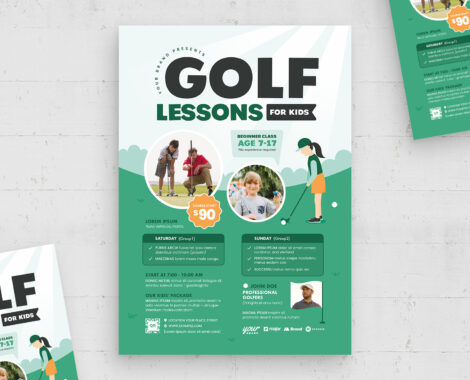 Kids Golf Lessons Flyer Template (AI, EPS Format)