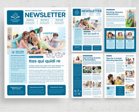 Kindergarten Newsletter in Canva, InDesign IDML & INDD