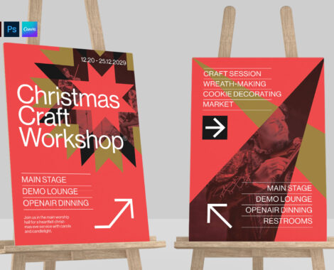 Modern Christmas Poster Template in AI PSD EPS Canva