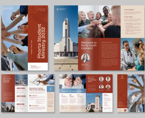 Modern Church Ministry Brochure Template in INDD & IDML