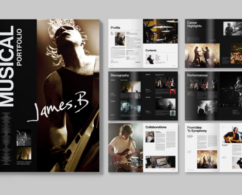 Musician Portfolio Template in Canva, InDesign IDML & INDD