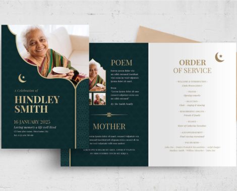 Islamic Funeral Program Template (PSD, AI, Vector Formats)