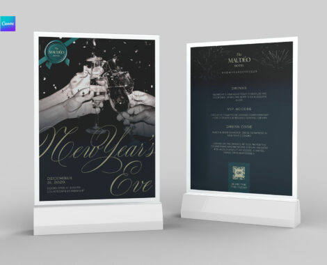 New Year's Eve Table Tent Template in Canva & PSD