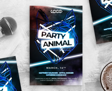 Party Animal Flyer Template (PSD Format)
