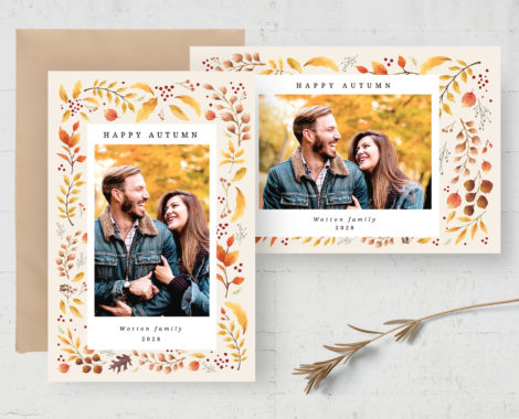 Autumn Fall Photo Greetings Card (PSD Format)