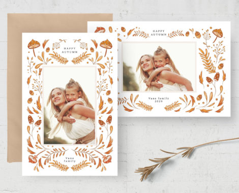 Whimsical Autumn Fall Photo Card Template (PSD Format)