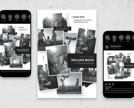 Photo Collage Card Flyer Template (PSD, AI, Vector Formats)