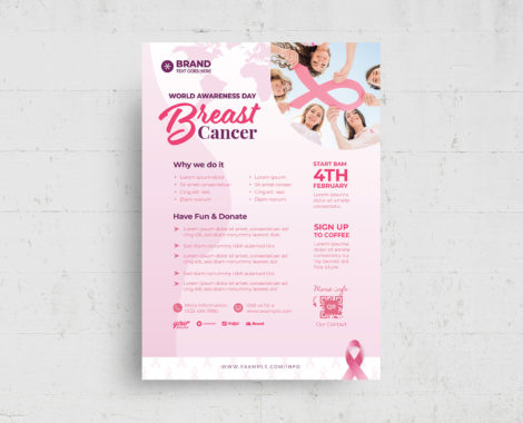 Pink Cancer Flyer Template (PSD, AI, EPS Format)