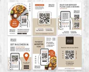 POS QR code Flyer Template in Photoshop PSD & Illustrator Vector