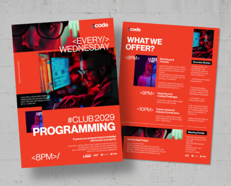 Programming Club Flyer Template in Canva, Illustrator Ai, Vector EPS, InDesign IDML & INDD