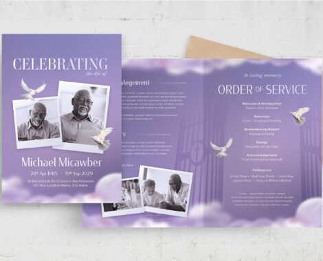 Purple Funeral Program Template (AI, EPS, PSD Format)