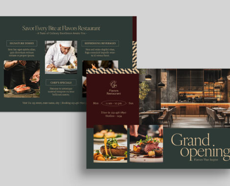 Restaurant Postcard Template in Canva, InDesign IDML, & InDesign INDD