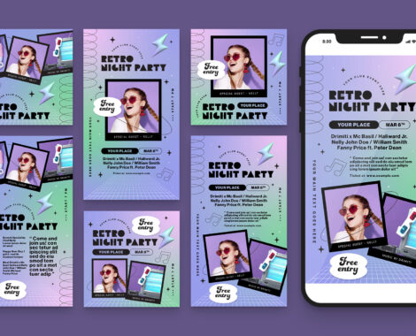 Retro Social Media Banners (AI, EPS Format)