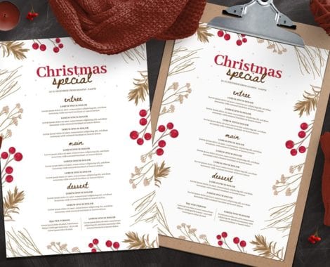Rustic Christmas Menu Templates