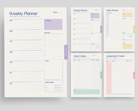 Student Planner Template in Canva INDD & IDML
