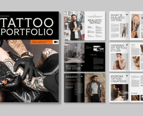 Tattoo Artist Portfolio Template in Canva INDD IDML
