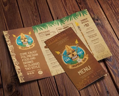 Tiki Bar Tri-Fold Menu Template