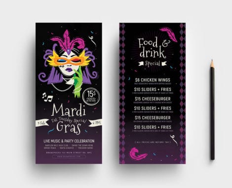 Traditional Mardi Gras DL Card Templates