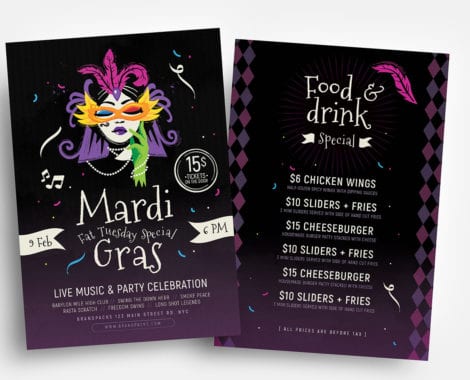 Traditional Mardi Gras Flyer Templates