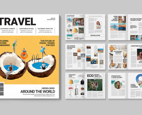 Travel Magazine Template in AI & EPS