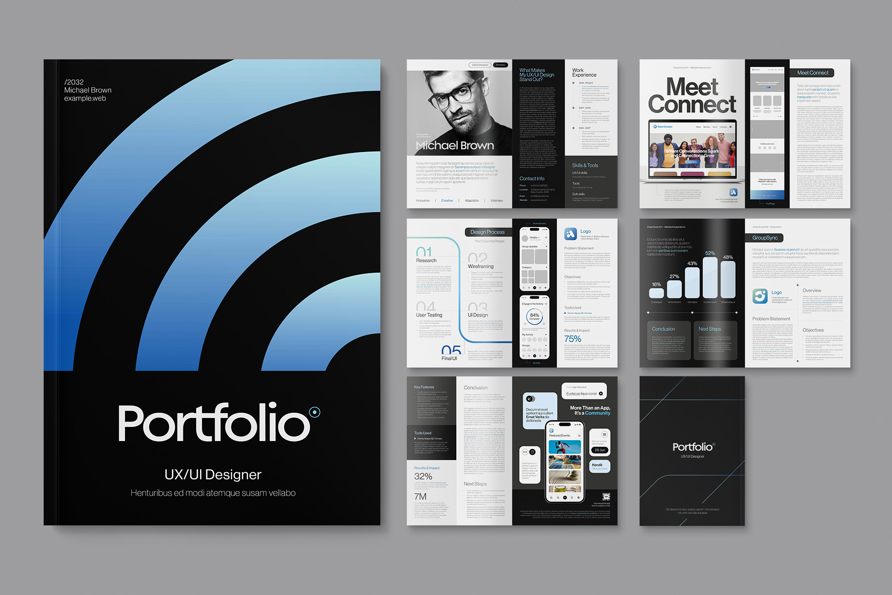 UX Designer Portfolio Template in Canva, InDesign IDML & INDD