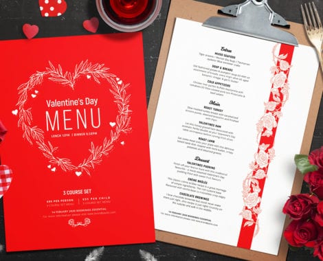 Valentine's Day Menu Layout